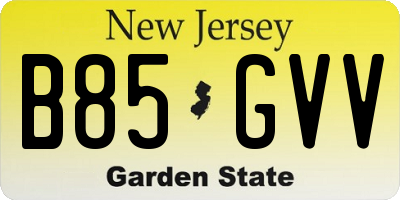NJ license plate B85GVV