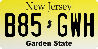 NJ license plate B85GWH