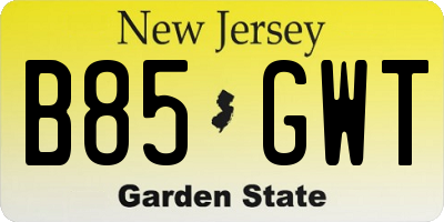 NJ license plate B85GWT