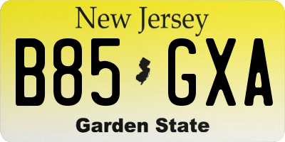 NJ license plate B85GXA