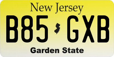 NJ license plate B85GXB