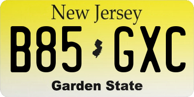 NJ license plate B85GXC