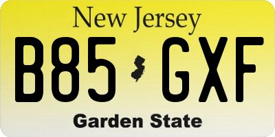 NJ license plate B85GXF