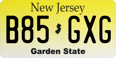 NJ license plate B85GXG