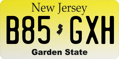 NJ license plate B85GXH