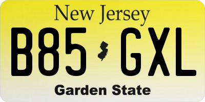 NJ license plate B85GXL