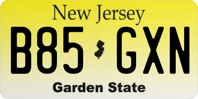 NJ license plate B85GXN