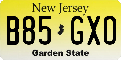 NJ license plate B85GXO