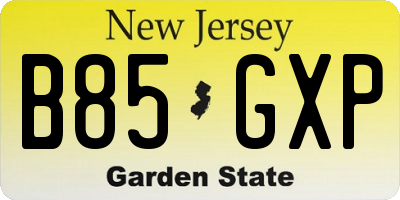 NJ license plate B85GXP
