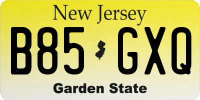 NJ license plate B85GXQ