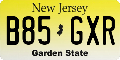 NJ license plate B85GXR