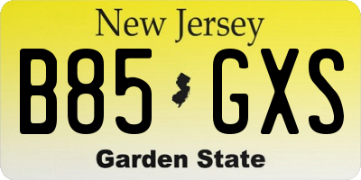 NJ license plate B85GXS