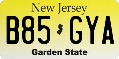 NJ license plate B85GYA
