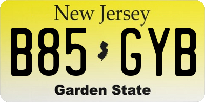NJ license plate B85GYB
