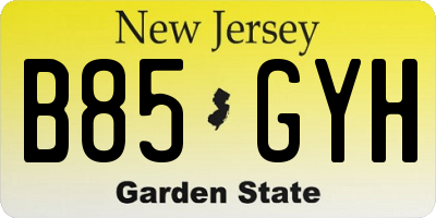 NJ license plate B85GYH