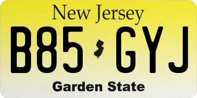 NJ license plate B85GYJ