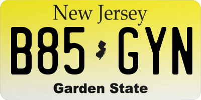 NJ license plate B85GYN