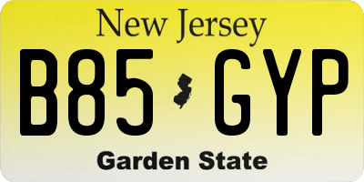 NJ license plate B85GYP