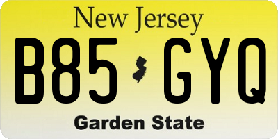 NJ license plate B85GYQ