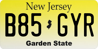 NJ license plate B85GYR