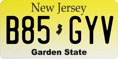 NJ license plate B85GYV