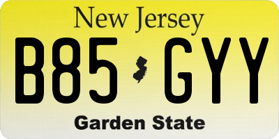 NJ license plate B85GYY