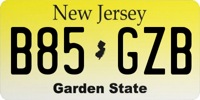 NJ license plate B85GZB