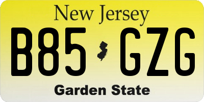 NJ license plate B85GZG
