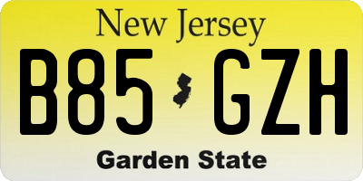 NJ license plate B85GZH