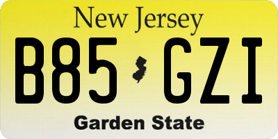 NJ license plate B85GZI