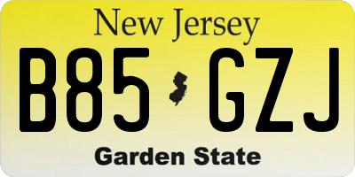 NJ license plate B85GZJ