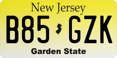 NJ license plate B85GZK