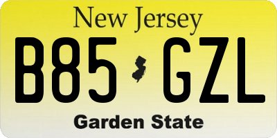NJ license plate B85GZL