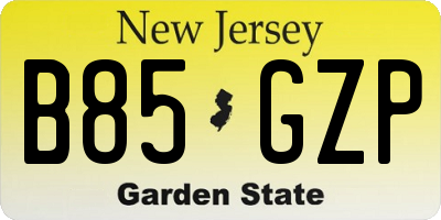 NJ license plate B85GZP