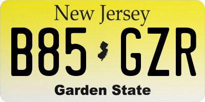 NJ license plate B85GZR