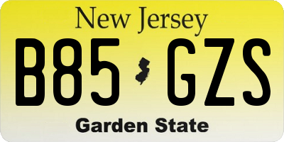 NJ license plate B85GZS