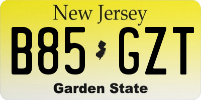 NJ license plate B85GZT