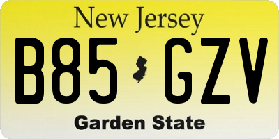 NJ license plate B85GZV