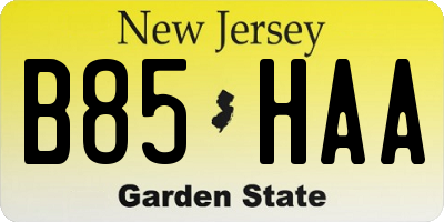 NJ license plate B85HAA