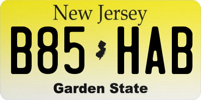 NJ license plate B85HAB