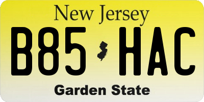NJ license plate B85HAC