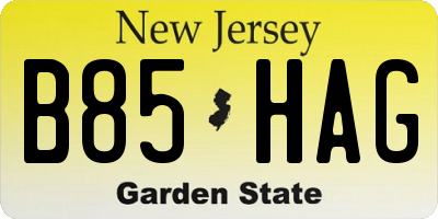 NJ license plate B85HAG