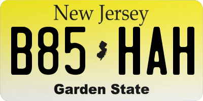 NJ license plate B85HAH