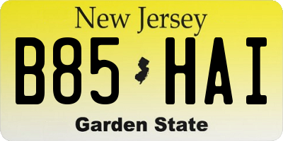 NJ license plate B85HAI