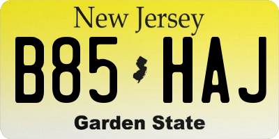 NJ license plate B85HAJ