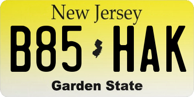 NJ license plate B85HAK