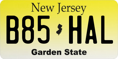 NJ license plate B85HAL