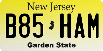 NJ license plate B85HAM