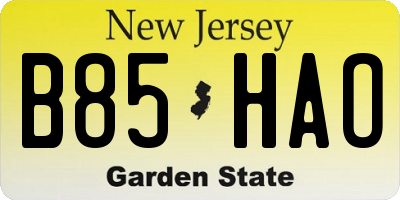 NJ license plate B85HAO