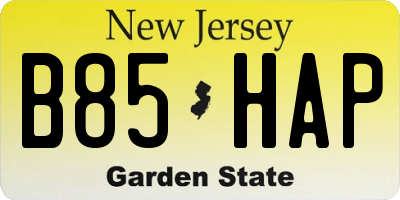 NJ license plate B85HAP